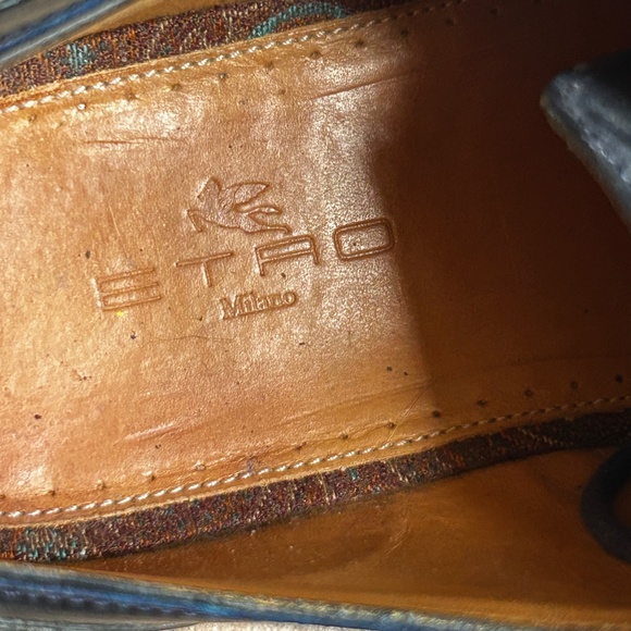 Etro dark blue leather brogues main image 4